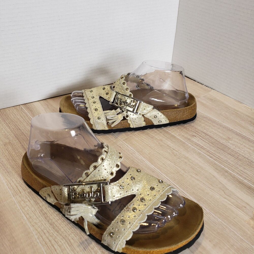 Betula Birkenstock Krystle Gold Leather Sandals Women’s EU 38.5 US 8 Boho Studde